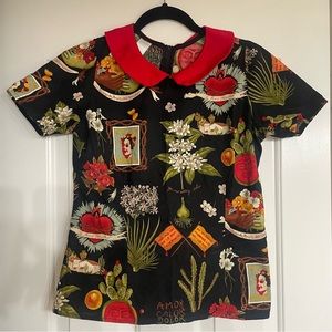 Hemet Store Frida Kahlo Collared Pinup Top